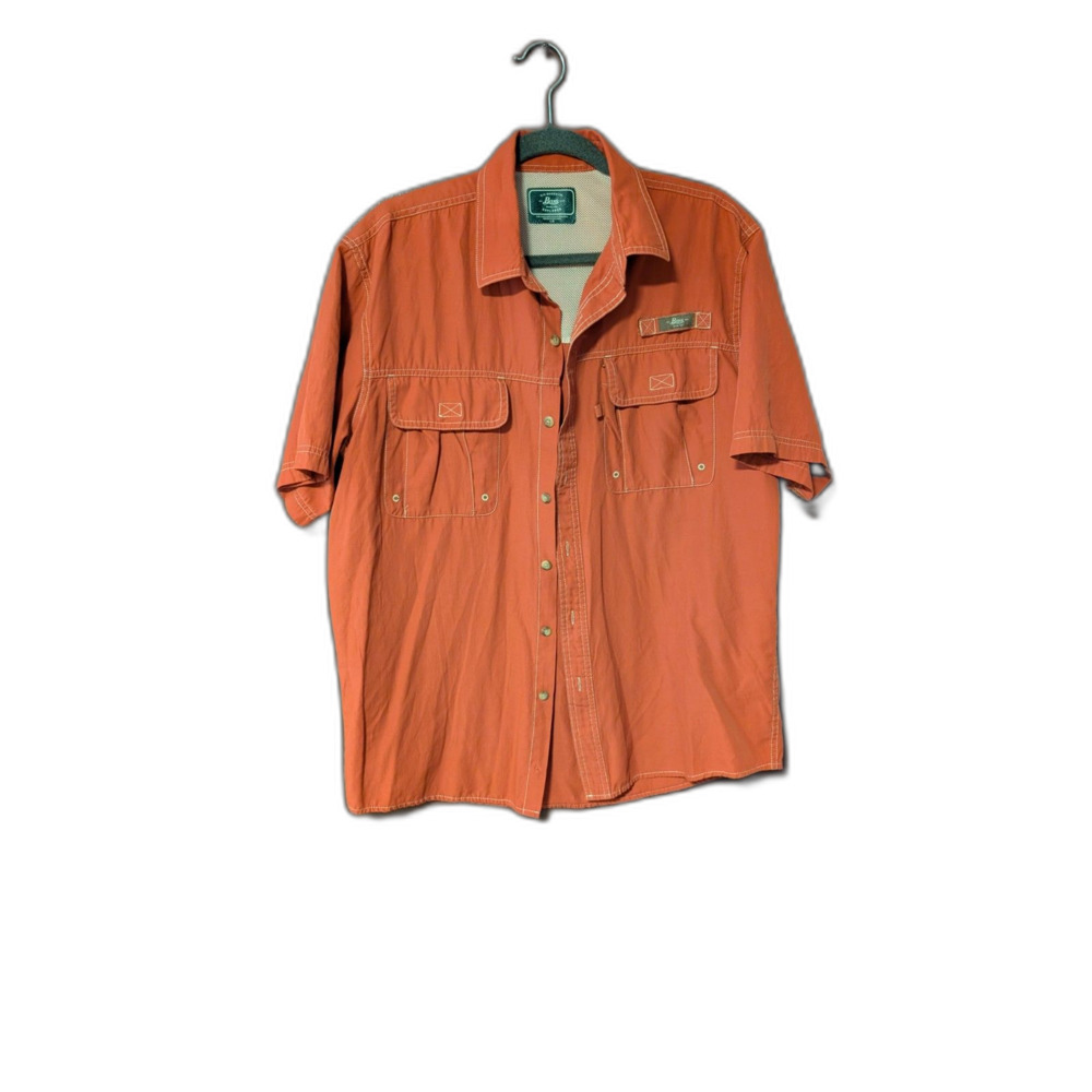 G.H. Bass Explorer Men's L Burnt Orange Vented Fishing Hiking Utility Shirt